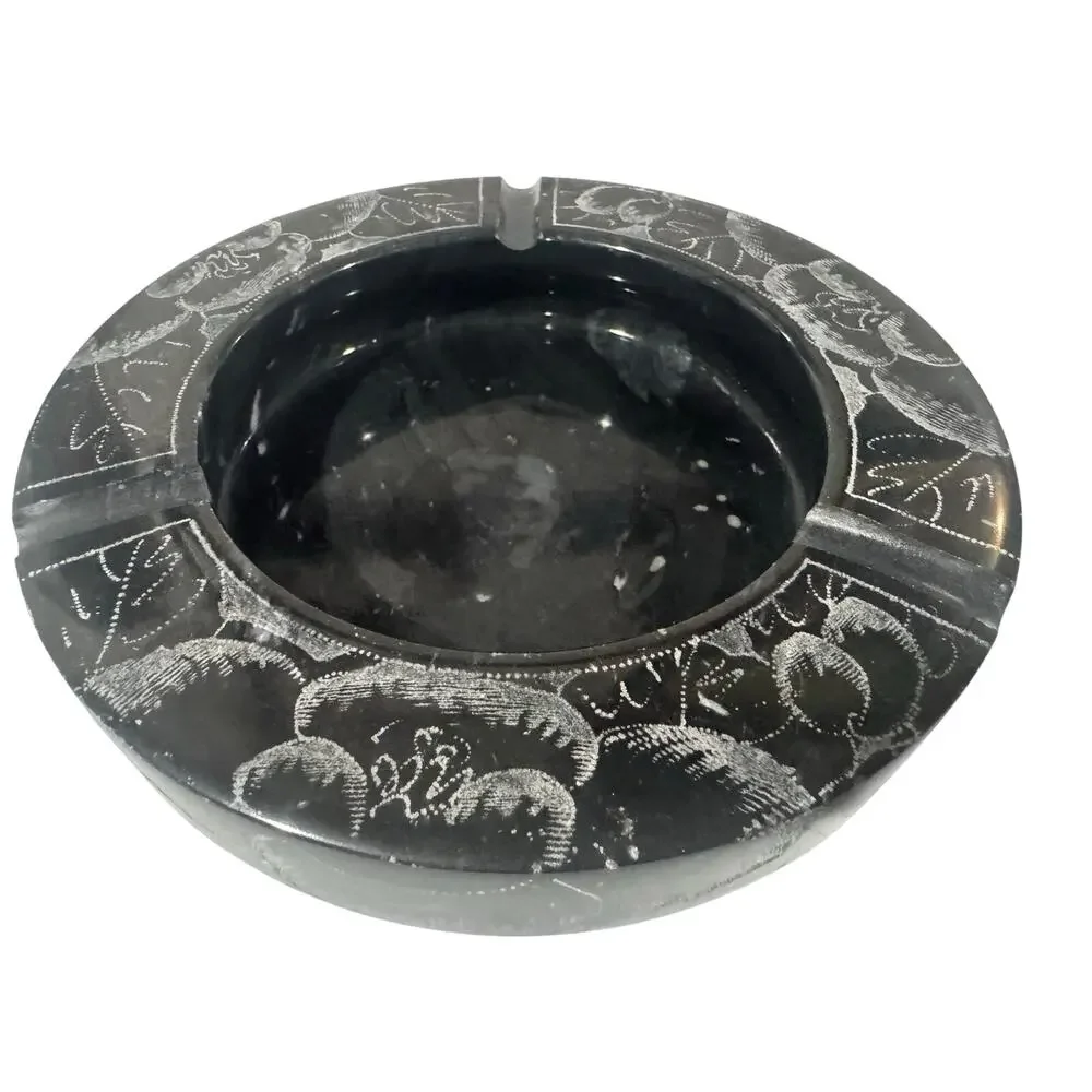 Hand Carved Etched Marble Ashtray